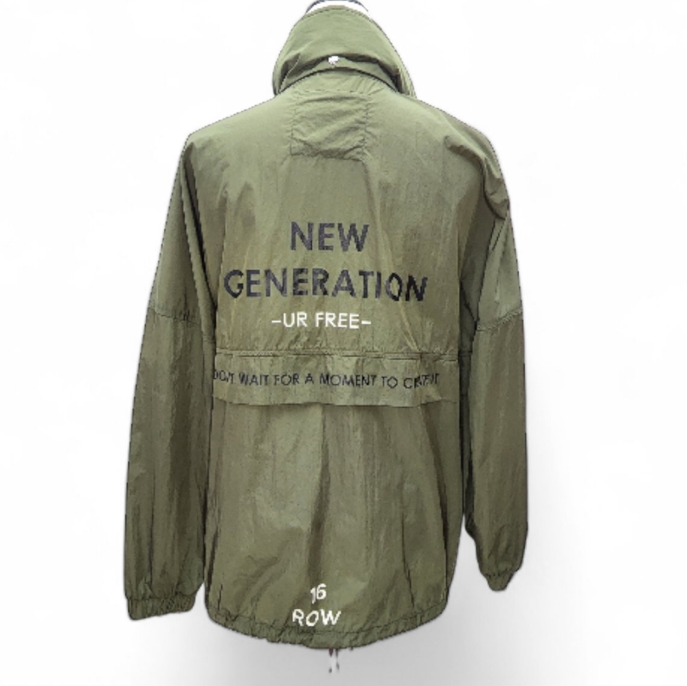 Bershka Army Utility Jacket Size Small "New Generation" "UR Free" Pull Out Hood